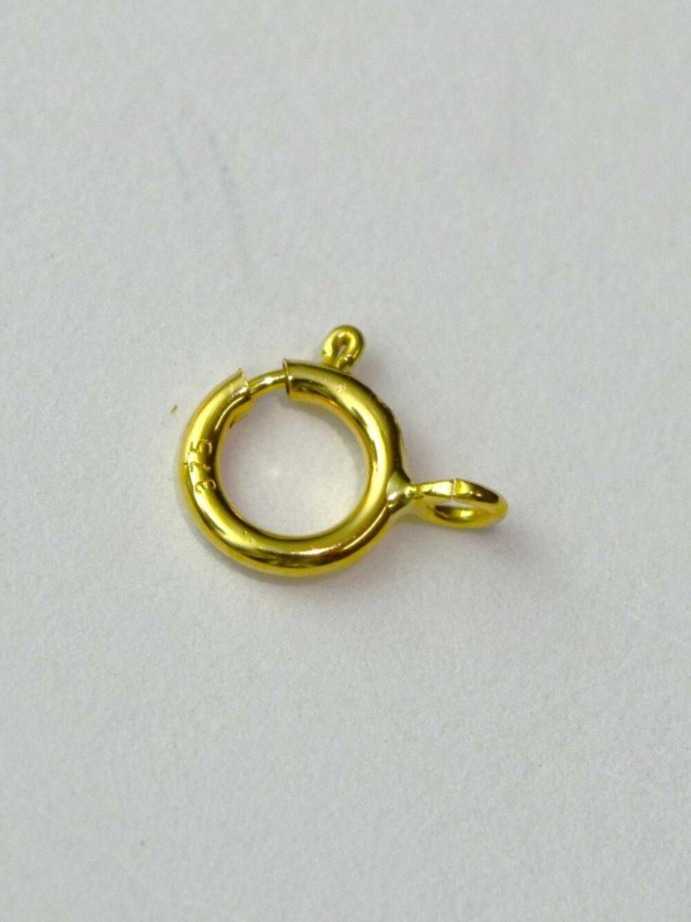 Italian Solid 9K Yellow Gold 6mm Spring Ring Clasp with Open Jump Ring